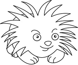porcupine black outline cartoon style clipart