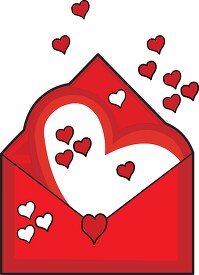 red envelope with large white heart clipart
