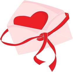red ribbon pink envelope with red heart clipart