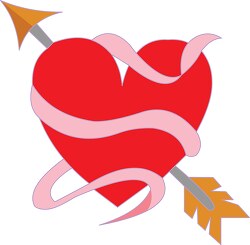 ribbon wrapped heart with arrow clipart
