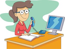 school secretary answering telephone clipart