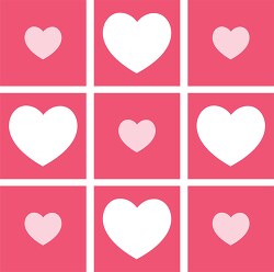 small white pink hearts on pattern squares vector clipart