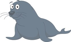 smiling gray seal character clipart