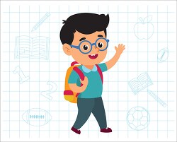 smiling young student ready to go to school clipart