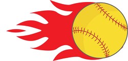 softball ball with red flames clipart