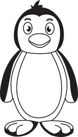 standing penguin black white outline clipart