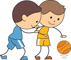two boys playing basketball