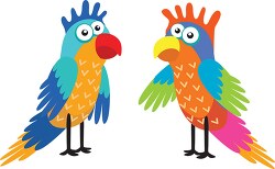 two colorful cartoon style parrots clipart