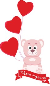 two hearts with teddy bear clipart