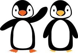 two penguins one waving vector clipart
