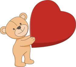valentines day bear holding heart balloon clipart