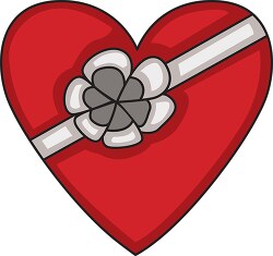 valentines day red heart box of candy with bow clipart