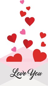 valentines envelope with hearts love you clipart