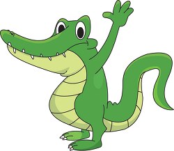 waving green alligator cartoon style