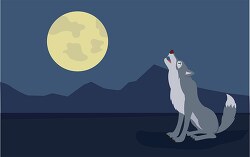 wolf howling to a full moon clipart