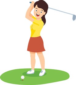woman playing golf sports clipart