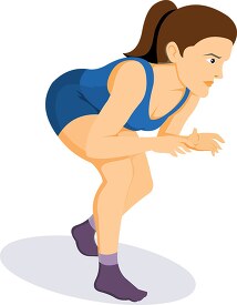 woman prepares to wrestle opponent clipart
