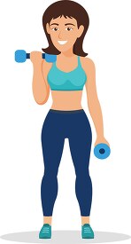 woman using dumbbell weights workout clipart
