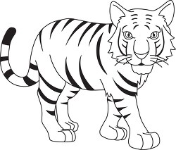 stripped bengal tiger black white outline clipart