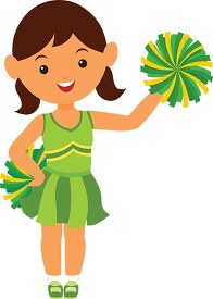 student cheerleader in green dress clipart