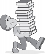 student holding stack books gray