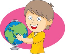 Student learning with Globe Clipart