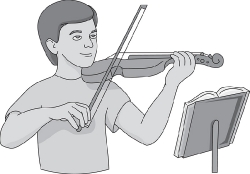 student playing violin gray