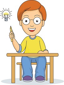 student with an lightbulb idea clipart