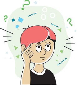 student with sybols representing thoughts clipart