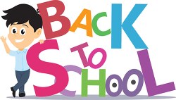 student with text back to school clipart