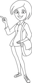 stylish confident lady with shoulder purse black outline clipart