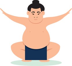sumo wrestler crouch pose vector clipart