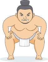 sumo wrestler with hands on knee clipart