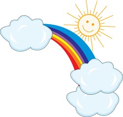 sun over rainbow with clouds clipart