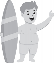 surfer standing holding surfboard gray clipart 2