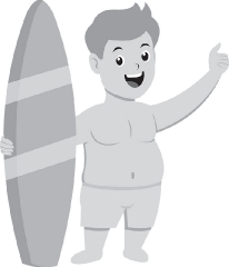 surfer standing holding surfboard gray color