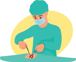 surgeon holding tools performing surgery clipart