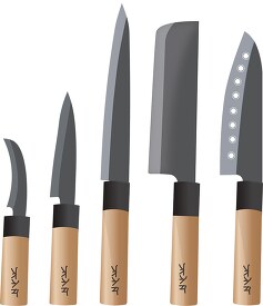 sushi knife set clipart