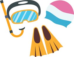 swimming equipment snorkel fins clipart