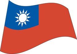 Taiwan flag flat design wavy clipart