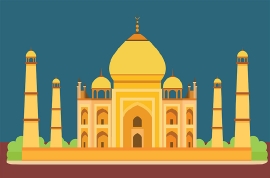taj mahal ancient palace in india blue sky background clipart