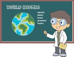 teaching world biomes on chalkboard