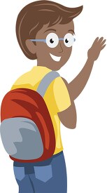 Teenage Boy Turning Back And Saying Bye Going School Clipart