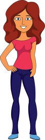 teenage girll in casual wear standing in a pose clipart