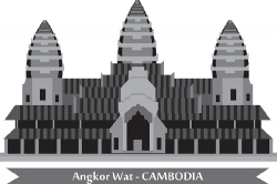 temples angkor wat cambodia gray clipart