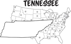 tennessee map united states outline clipart