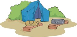 tent setup at campground clipart