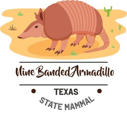 texas state mammal nine banded armadillo clipart animal