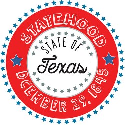 Texas Statehood 1845 date statehood round style with stars clipa