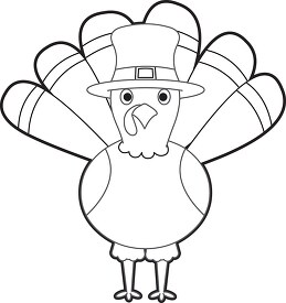 thanksgiving turkey cartoon black white outline clipart
